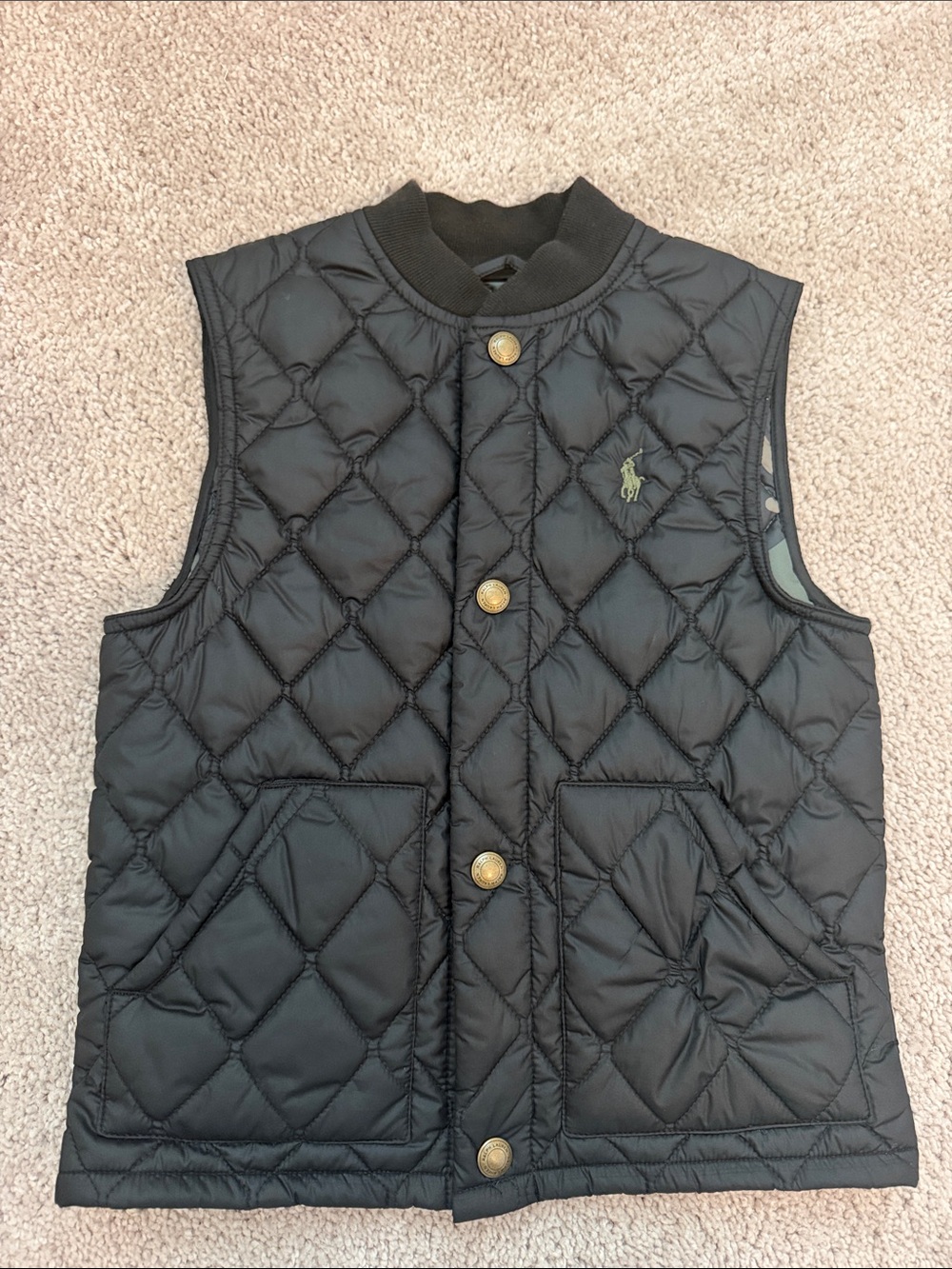 Ralph Lauren Black Quilted Snap-Front Vest